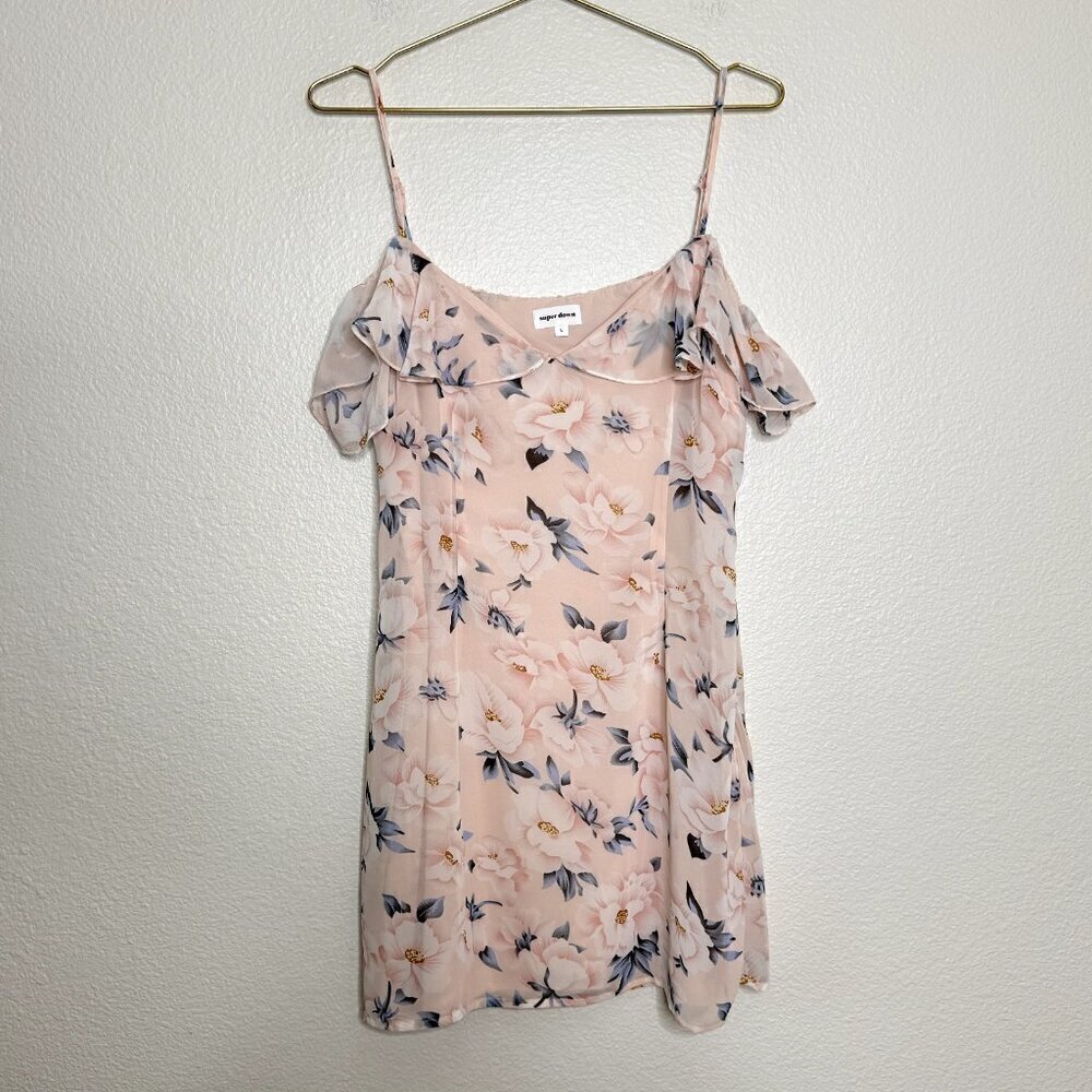 Superdown Mini Dress Large Floral Off Shoulder Celeste Revolve Chiffon Coquette